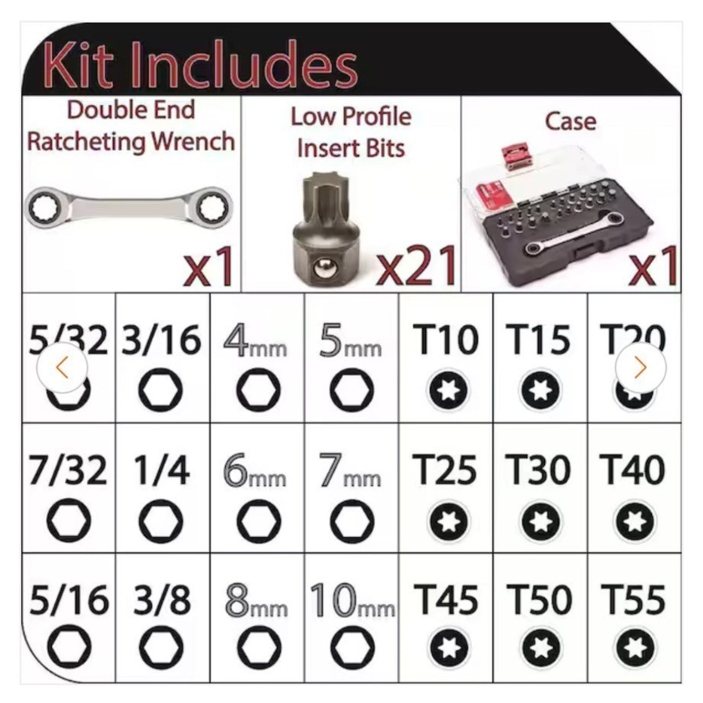 22-Piece Husky Ratchet Insert Bit Set W/ Case & Wrench