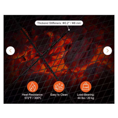 X-Marks Round Fire Pit Grill Grate 30" Heavy Duty Steel BBQ