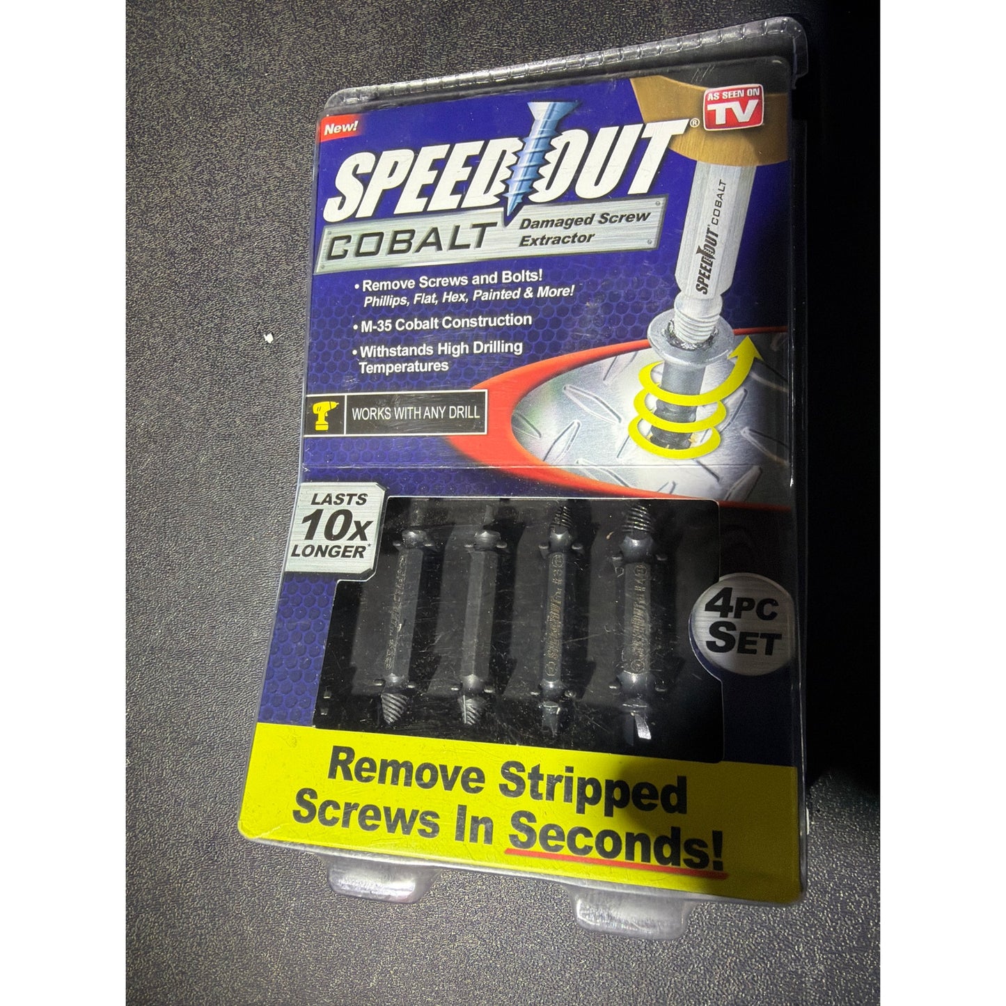 SpeedOut 4 Piece Damaged Screw Extractor Set Cobalt Screw Remover