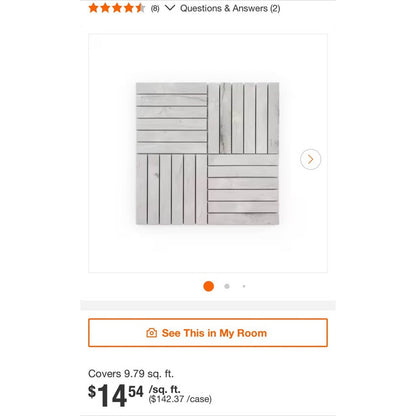 Jeffrey Court Hudson Lais Grey 11.875 in. x 11.875 in. Square Polished Marble Mosaic Wall and Floor