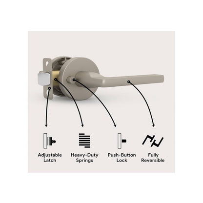 Mega Handles Ralph Privacy Door Handle Satin Nickel Finish Reversible