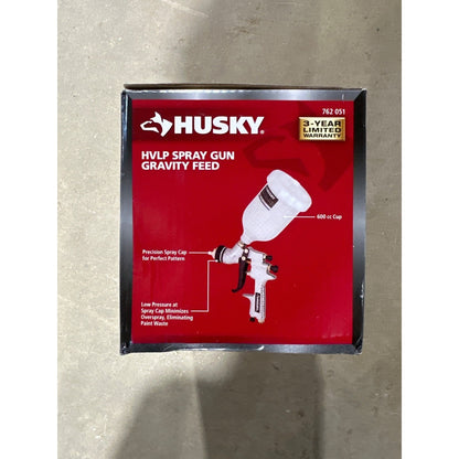 Husky HVLP Spray Gun Gravity Feed 600cc Cup Low Overspray Painting Kit
