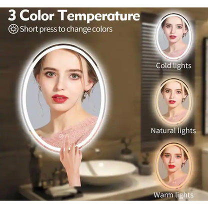 Apmir Oval LED Bathroom Vanity Mirror 20 x 28 Anti Fog Lighted Frameless Mirror
