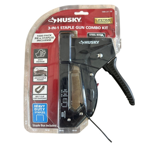 Husky 3-In-1 Steel Staple Gun Combo Kit Adjustable Power