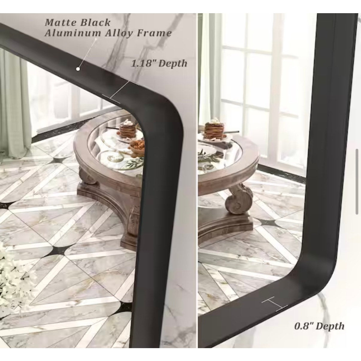 Apmir 44 x 30 Matte Black Bathroom Vanity Mirror Wall Mirror New