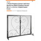 Vevor Black Iron Fireplace Screen With Mesh Spark Guard Door