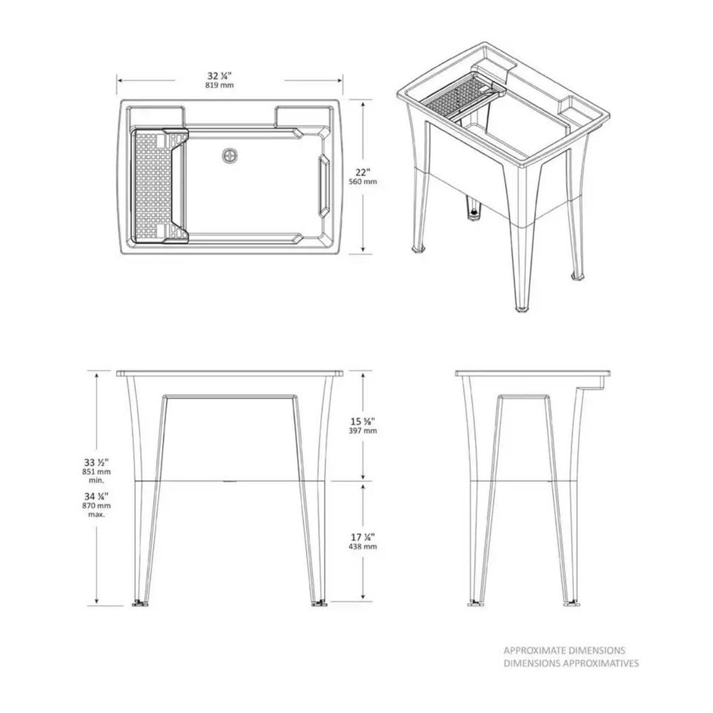 RUGGED TUB 32x22 Granite Utility/Laundry Sink Tub (G32G-1) – NEW – Minor Corner Damage
