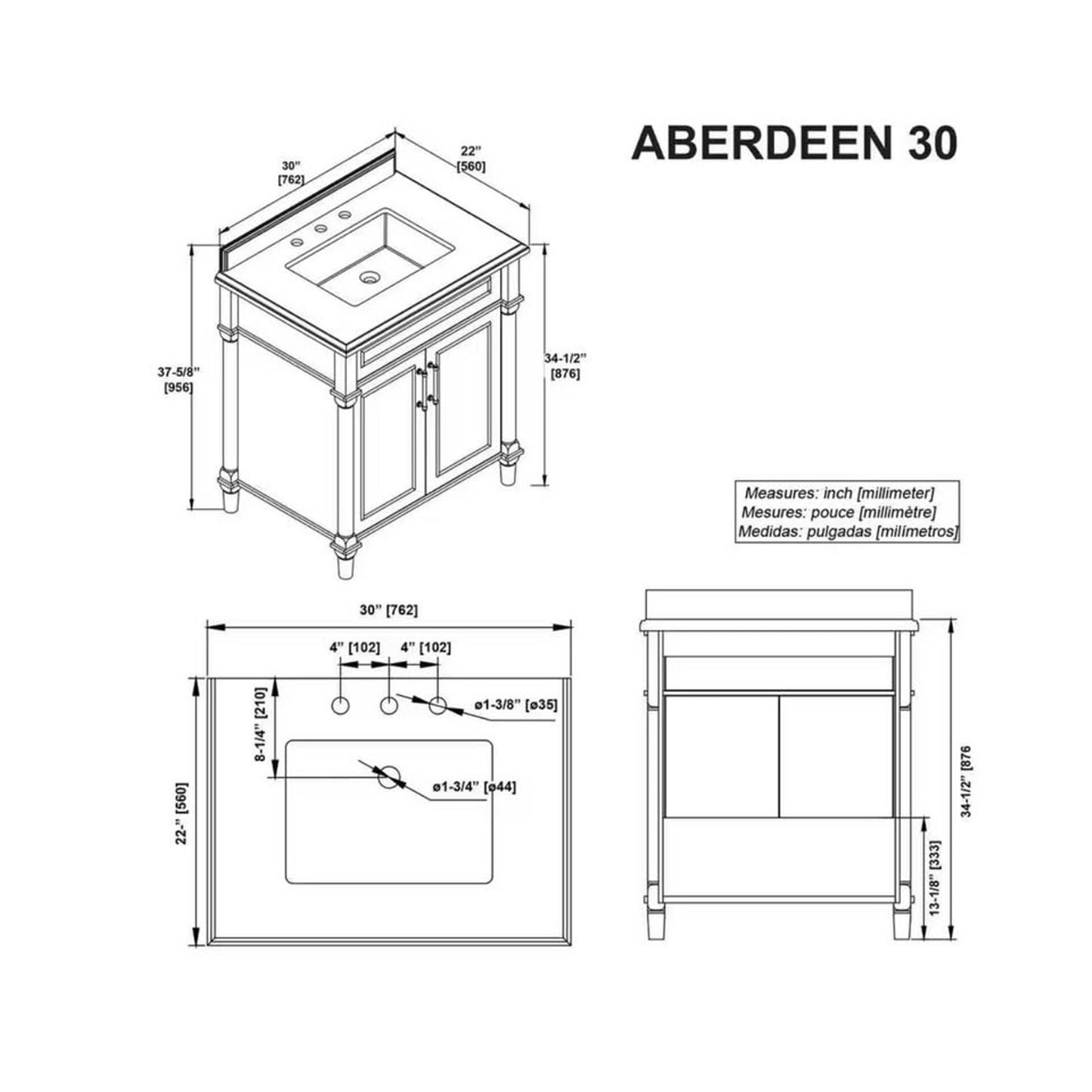 Home Decorators Aberdeen 30” Vanity Antique Oak w Carrara Marble Top Assembled Corner Chip