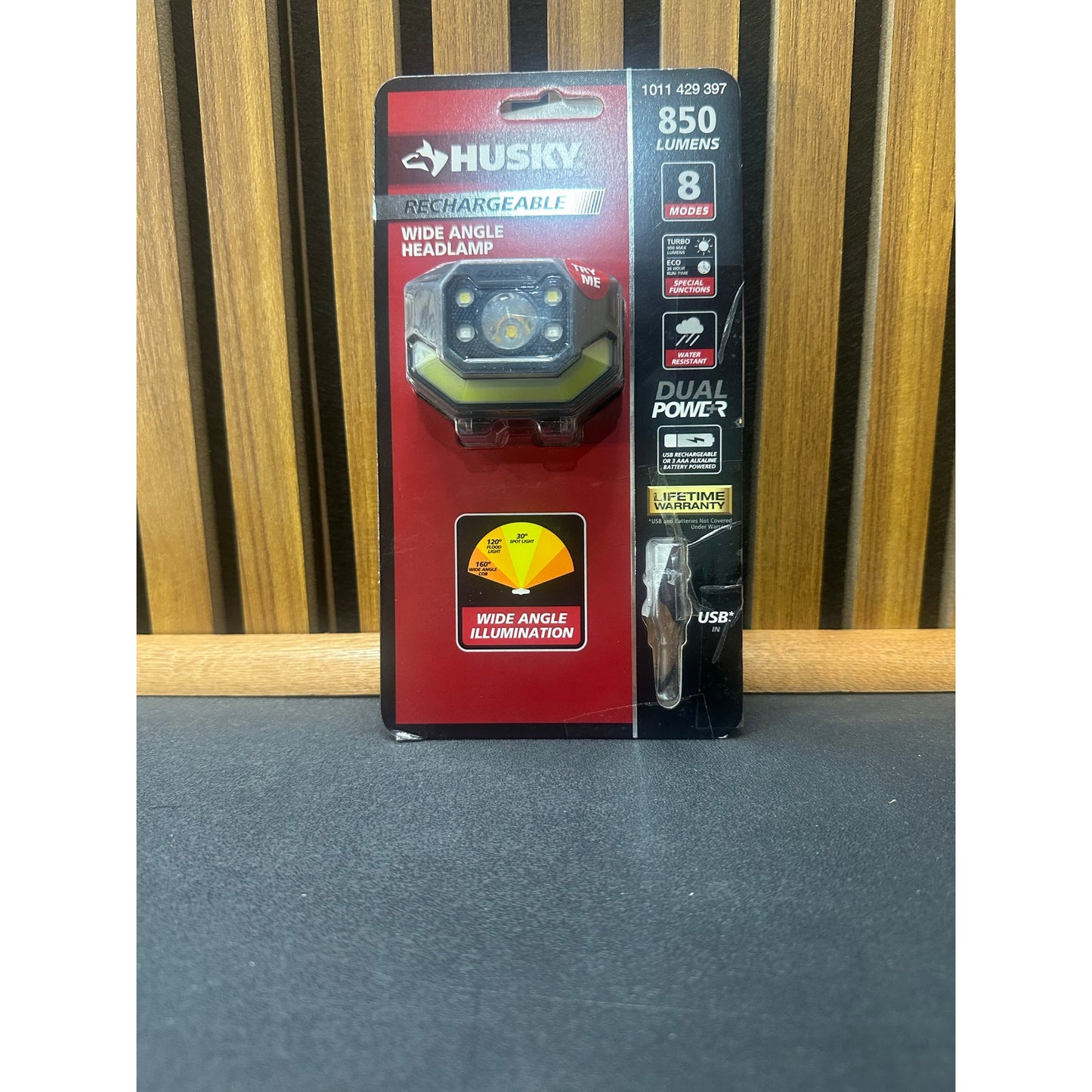 Husky 850 Lumen Rechargeable Headlamp Open Box New