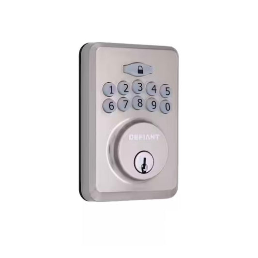 Defiant Radius Satin Nickel Keypad Deadbolt Open Box New