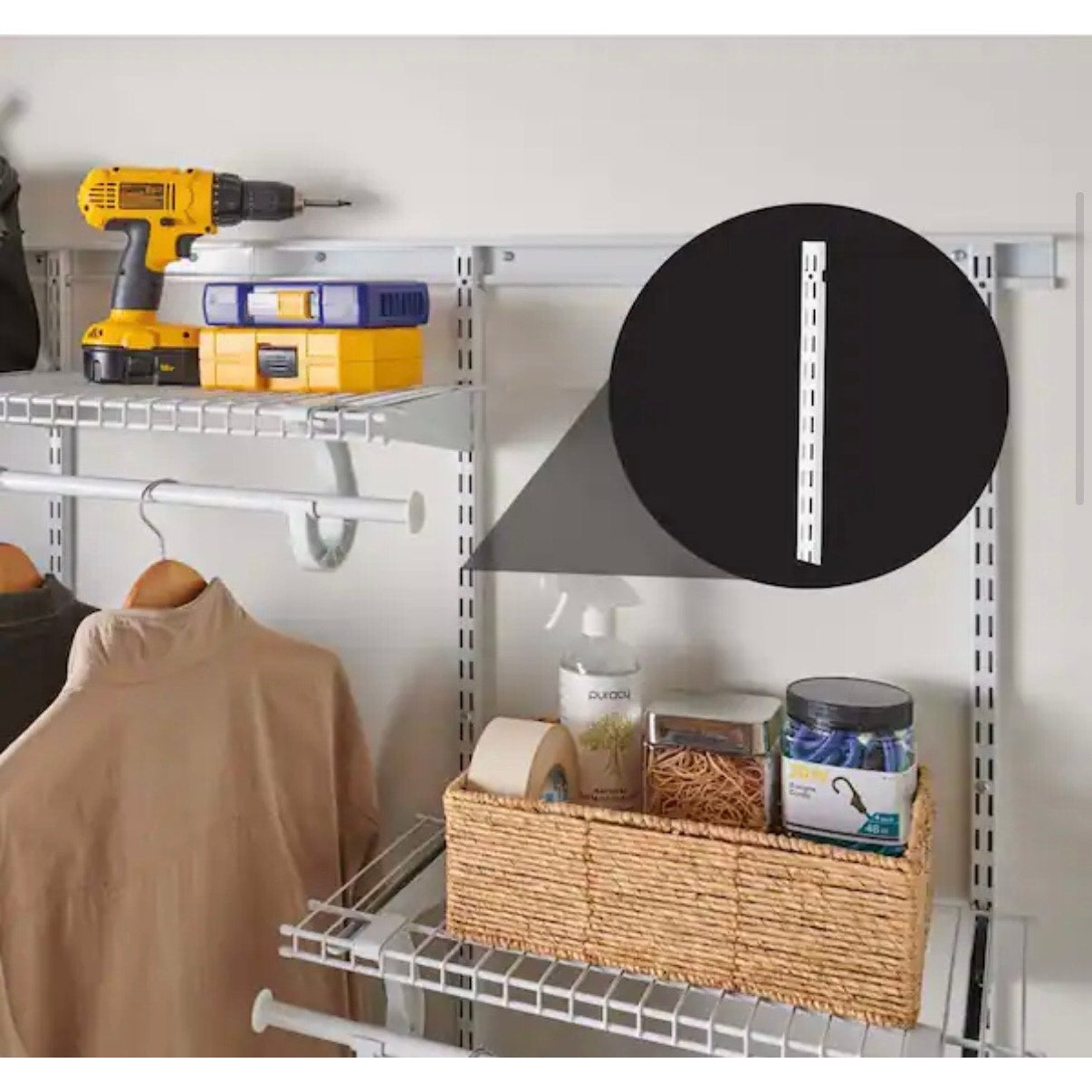 ClosetMaid ShelfTrack 60 in White Standard Support Bracket Closet Shelf Track New