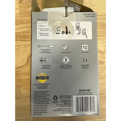 Defiant Touchpad Deadbolt Satin Nickel Keypad Lock Lifetime Warranty