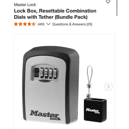 Master Lock Resettable Combination Code Lock Box Bundle With Tether