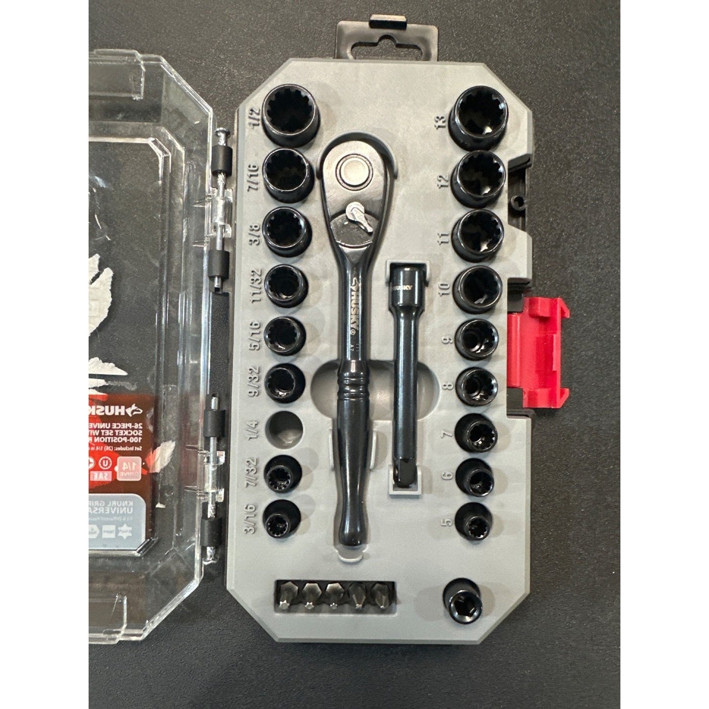 Husky 100-Position 1/4 in. Drive Universal 25-Piece Socket Wrench Set With Case