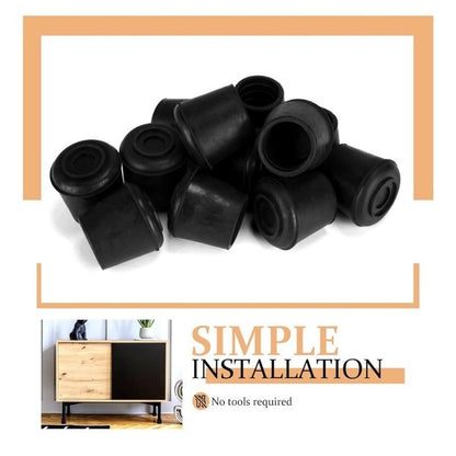 Rubber Chair Leg Tips Caps 1 Inch Black 24 Pack Non-Slip
