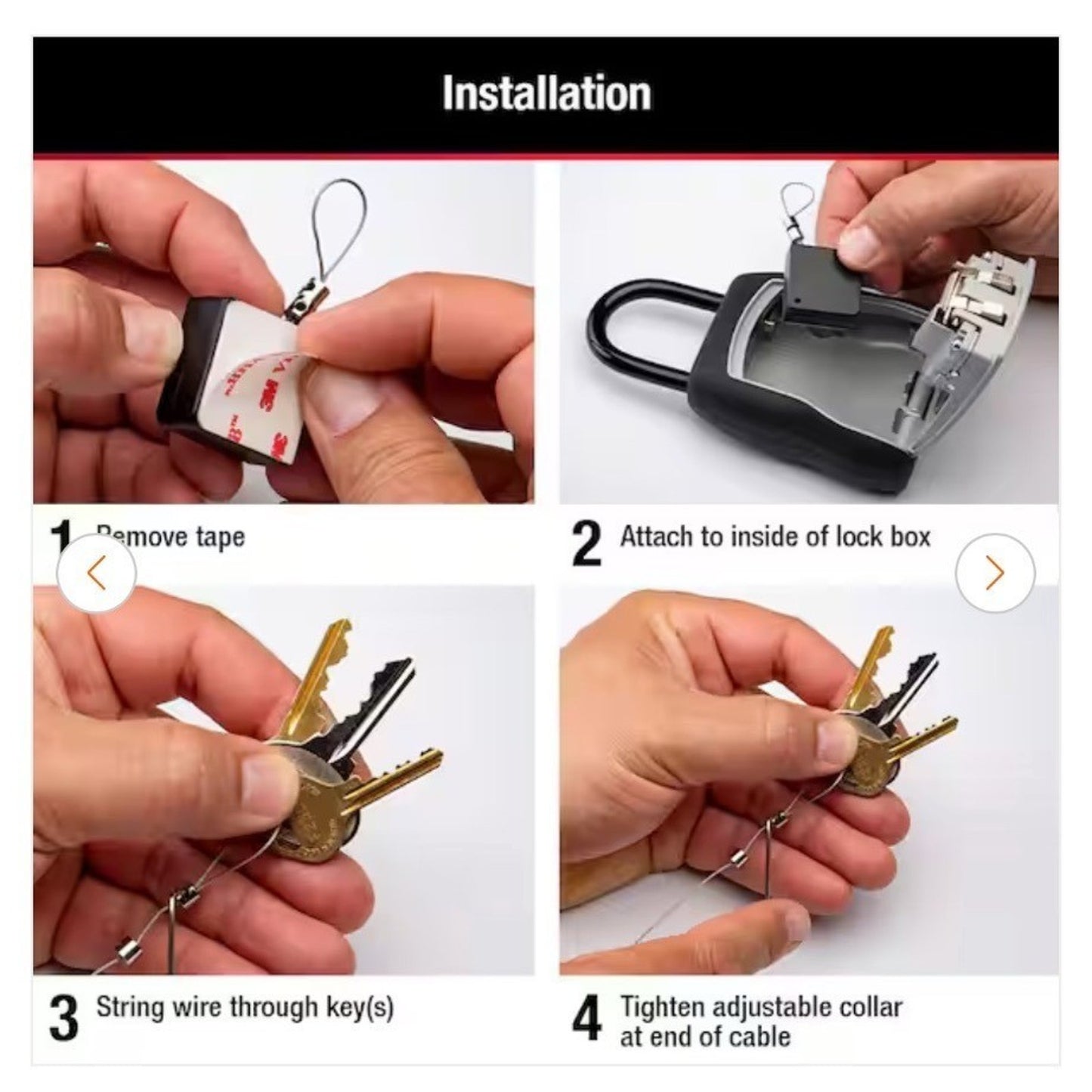 Master Lock Resettable Combination Code Lock Box Bundle With Tether