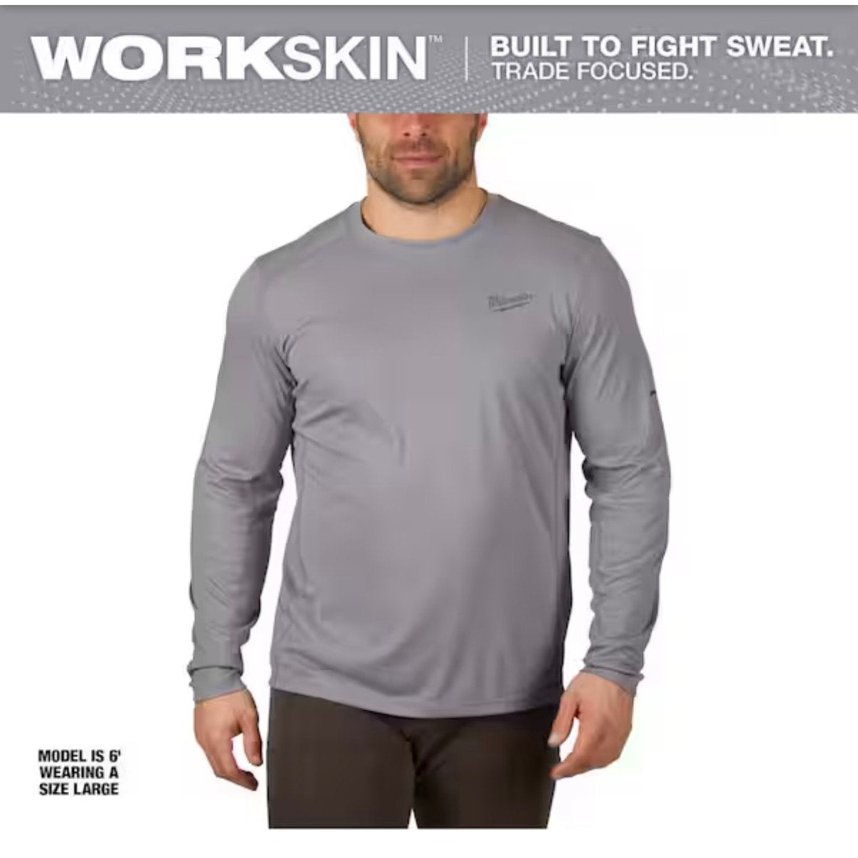 Milwaukee Men’s Large Gray WorkSkin Long Sleeve Performance Shirt New 415G-L Lightweight Workwear