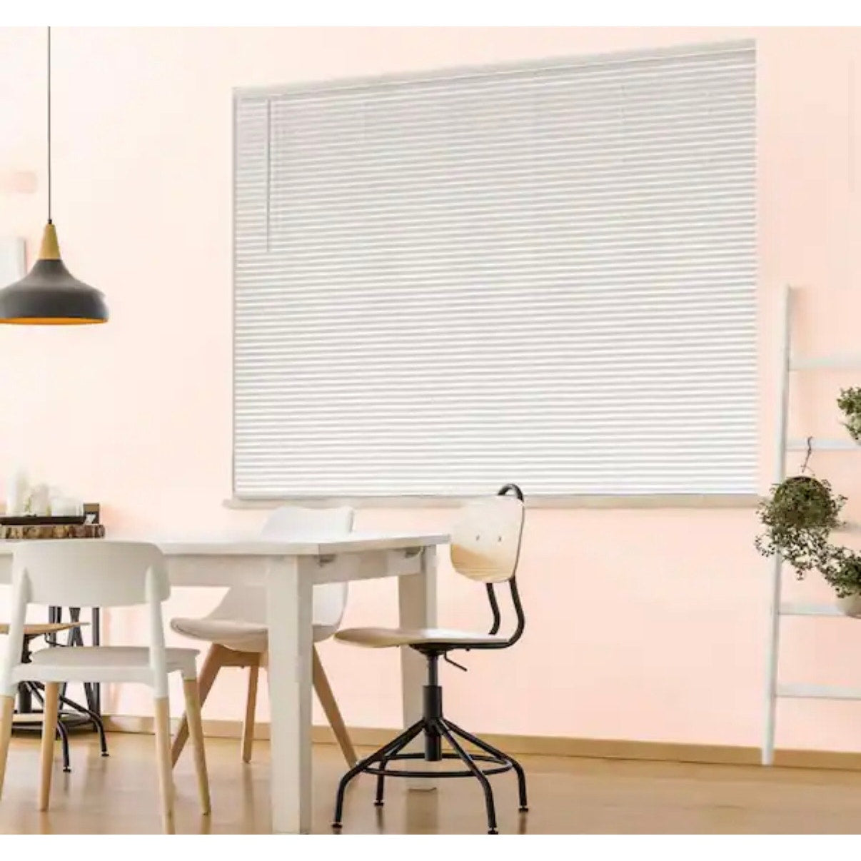 65 x 72 White Cordless Room Darkening Vinyl Mini Blinds New 1 in Slats