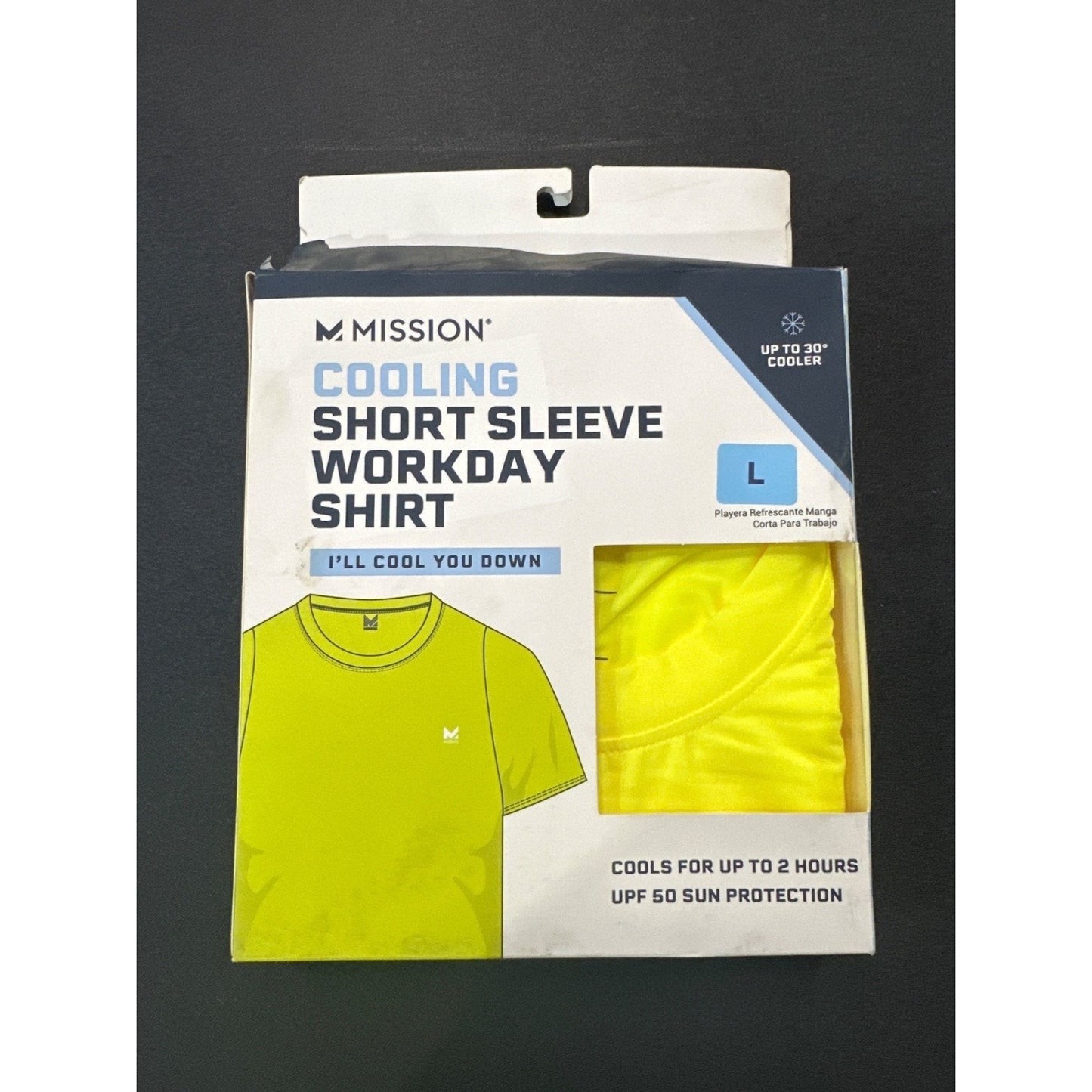 Mission Unisex Hi-Vis Yellow Cooling Short Sleeve Shirt L