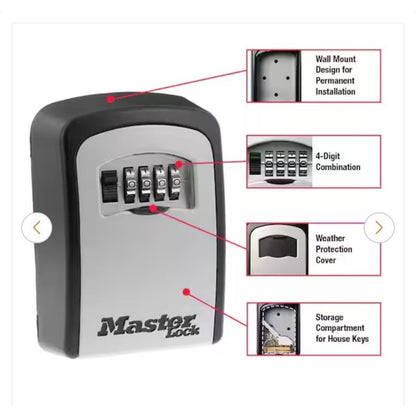 Master Lock Resettable Combination Code Lock Box Bundle With Tether
