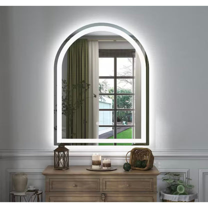 Apmir 26 x 38 Arch LED Bathroom Vanity Mirror Anti Fog Frameless Lighted Mirror New
