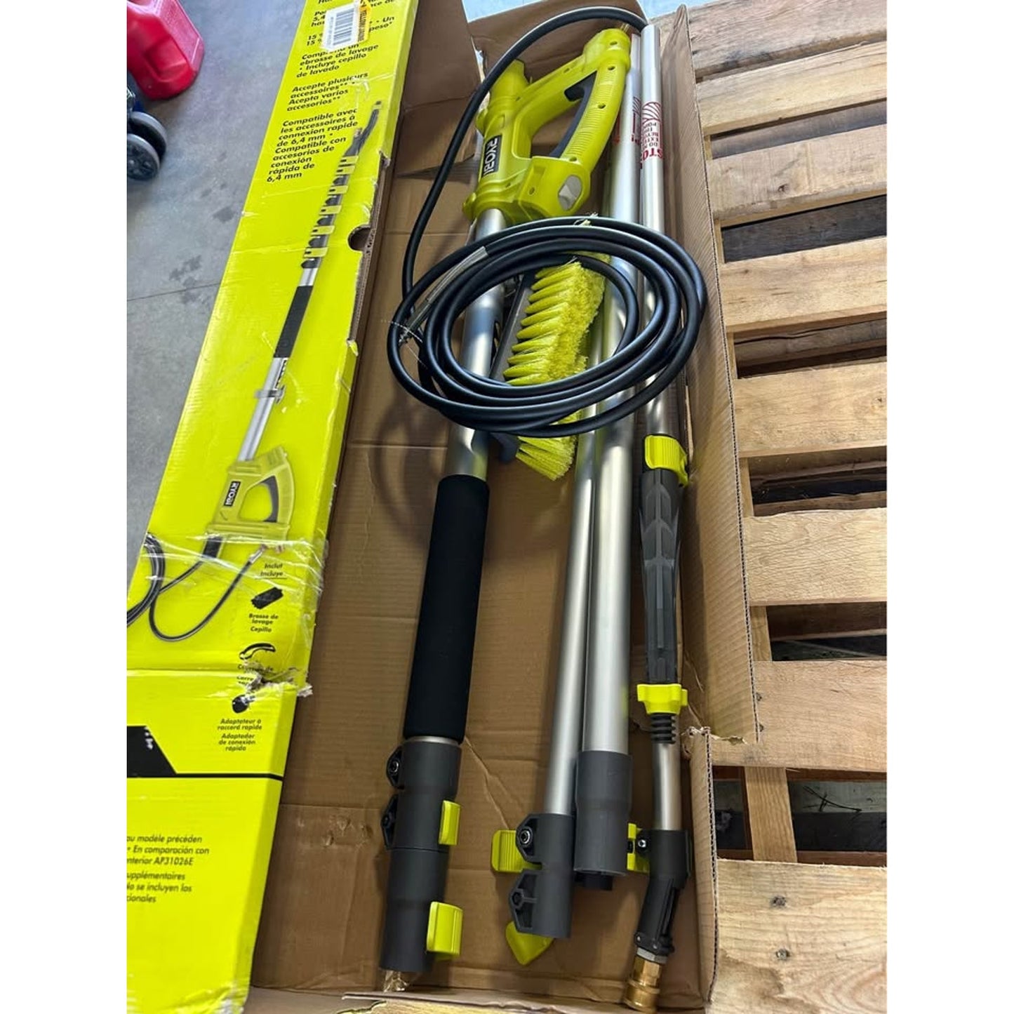 RYOBI 18 ft. Telescoping Extension Pole with Brush for Most Gas Electric and Cordless Pressure Washe