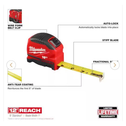 Milwaukee 16-Ft Compact Auto Lock Measuring Tape W/ Fractional Scale