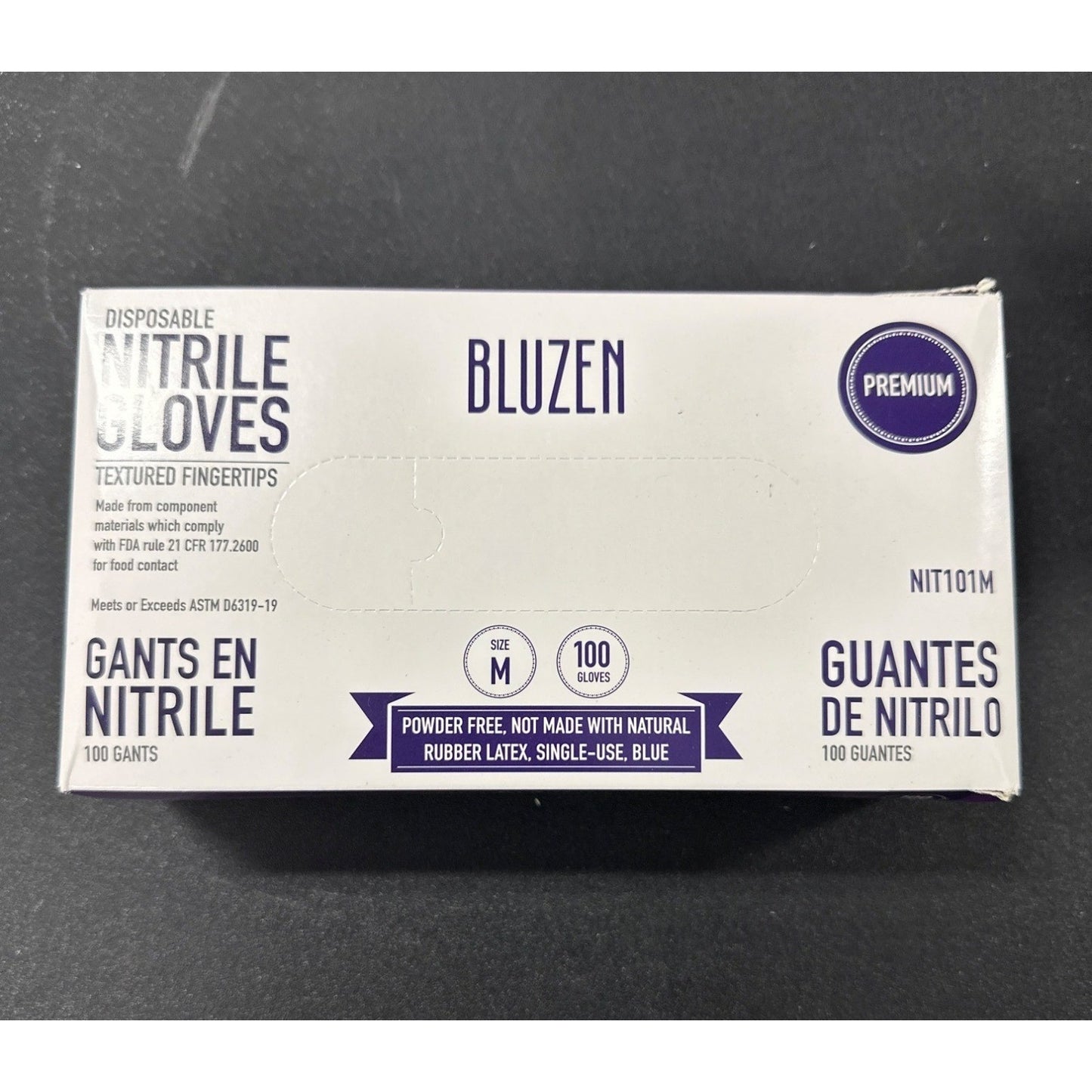 Bluezen Disposable Nitrile Gloves (M) 100 Ct Powder-Free