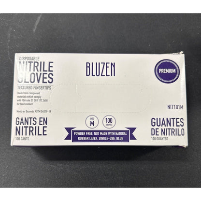 Bluezen Disposable Nitrile Gloves (M) 100 Ct Powder-Free