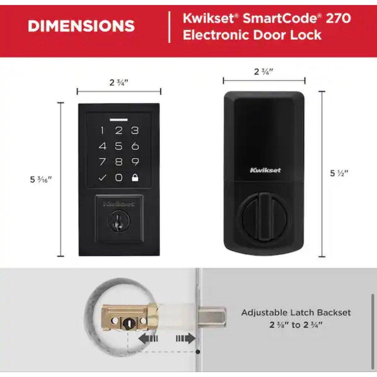 Kwikset SmartCode 270 Matte Black Keypad Deadbolt As Is