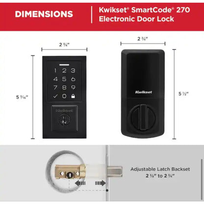 Kwikset SmartCode 270 Matte Black Keypad Deadbolt As Is
