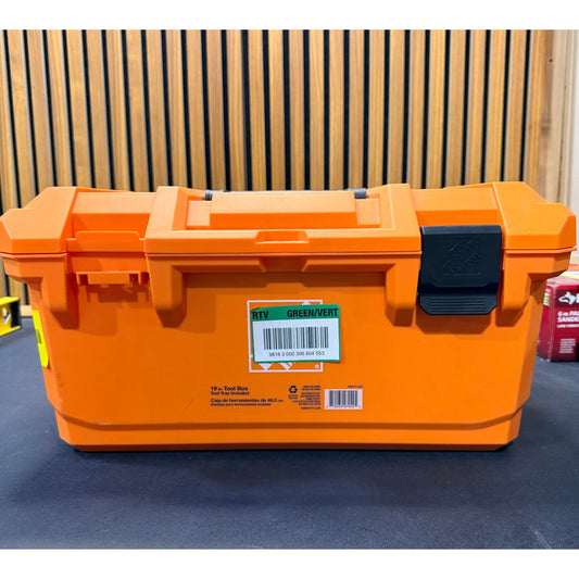 Home Depot 19 in Portable Toolbox Orange Used Missing Latch