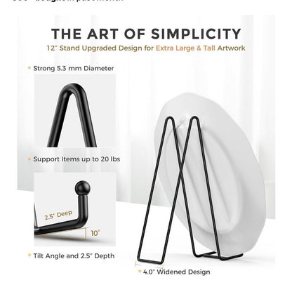 Large Metal Display Stands 12" Heavy Duty For Plates & Frames