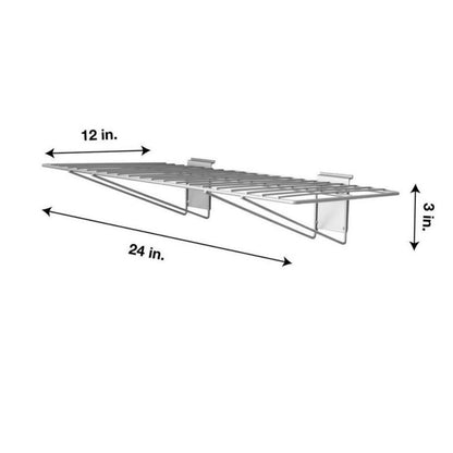 CROWNWALL 24 in. L x 12 in. W Slatwall Steel Wire Bracket Shelf (2-Pack)