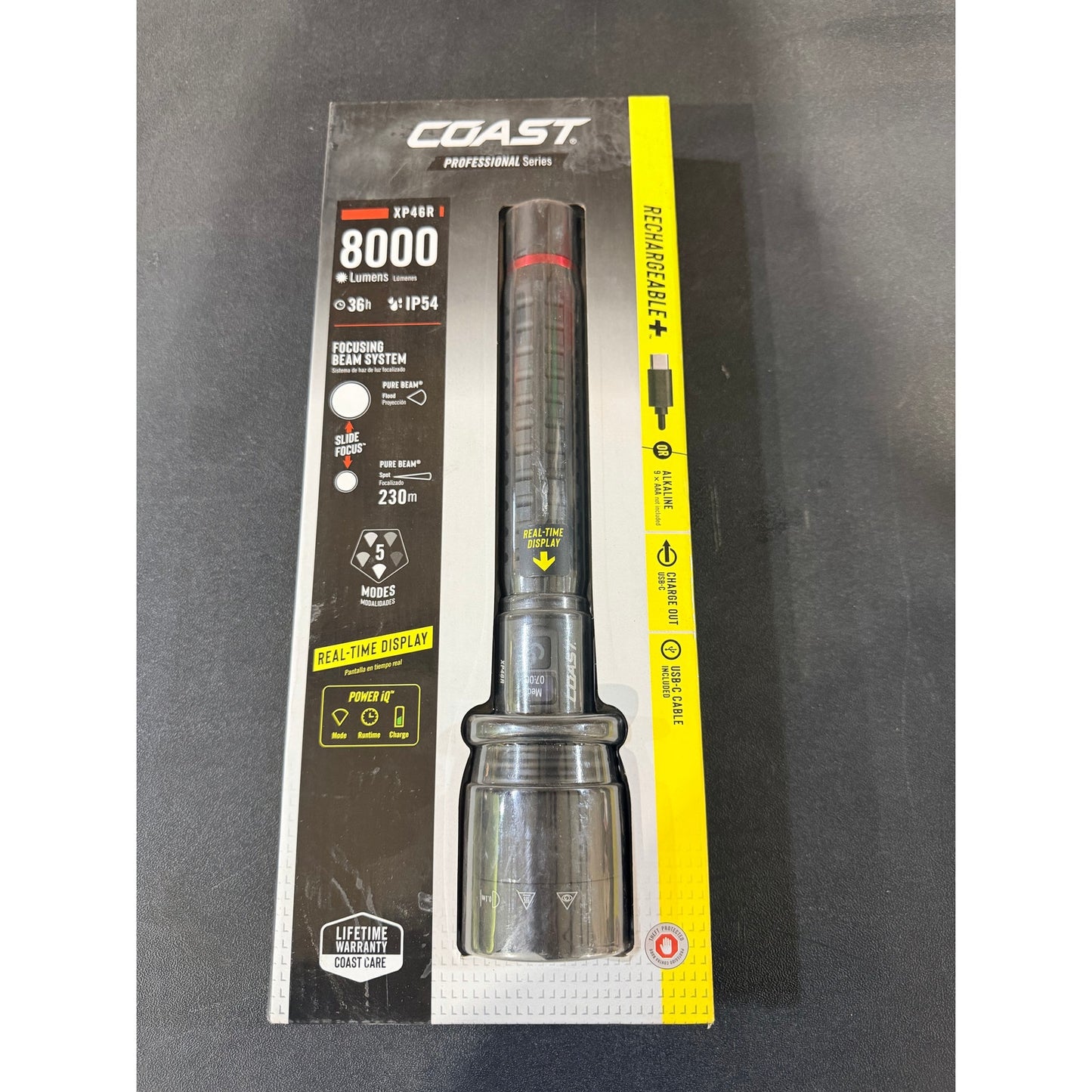 Coast XP46R 8000 Lumen Rechargeable Flashlight New LED Handheld Flashlight USB C Power Bank 31066