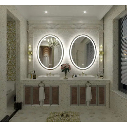 Apmir Oval LED Bathroom Vanity Mirror 20 x 28 Anti Fog Lighted Frameless Mirror