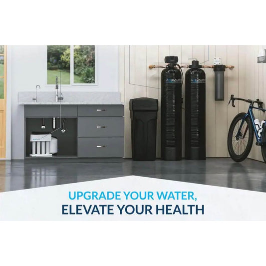 AQUASURE Whole House System: 64K Grain Softener + 1.5M Gal KDF/GAC Filter w Prefilters – NEW