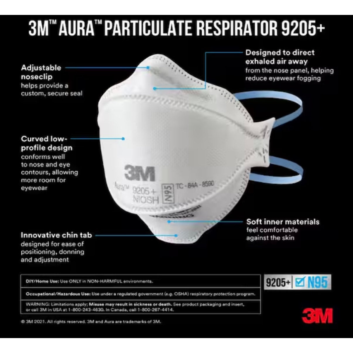 3M Aura 9205 N95 Respirator 9 Pack New Open Box