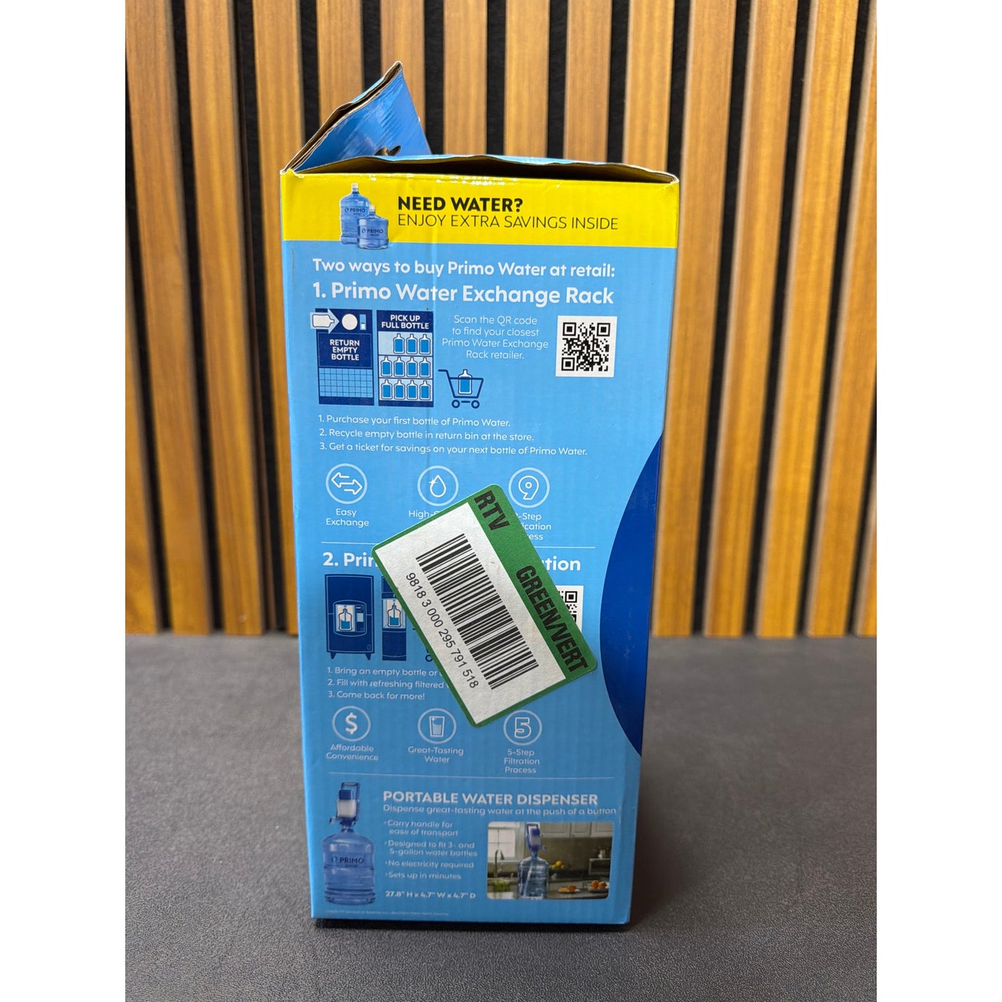 Primo Portable Manual Water Pump, Blue and White