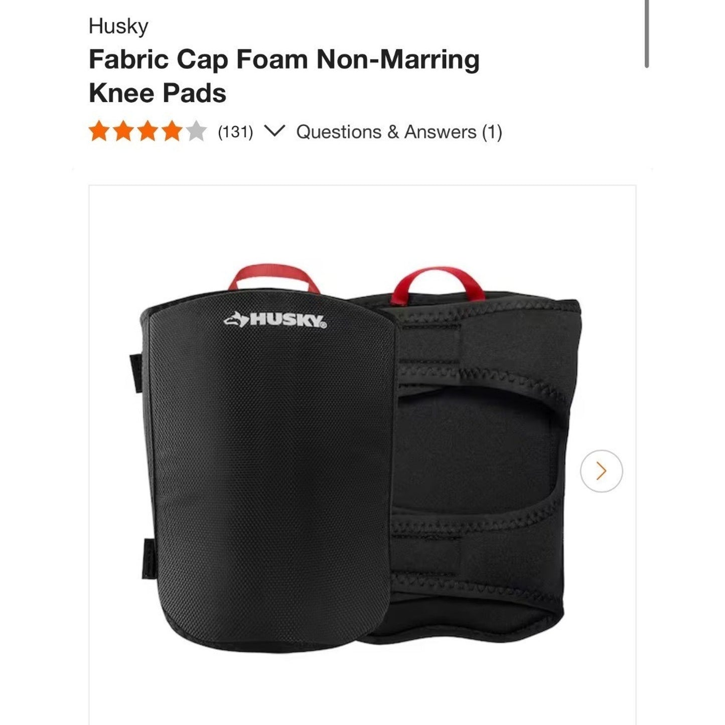 Husky Non-Marring Fabric Knee Pads Adjustable Strap Design