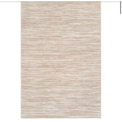 Beverly Rug Linea Beige 8x10 Indoor Outdoor Area Rug Washable Rubber Back Patio Rug New