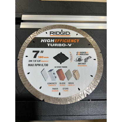 RIDGID TURBO-V 7 In. Turbo Rim Diamond Blade for Masonry High Efficiency Cutting
