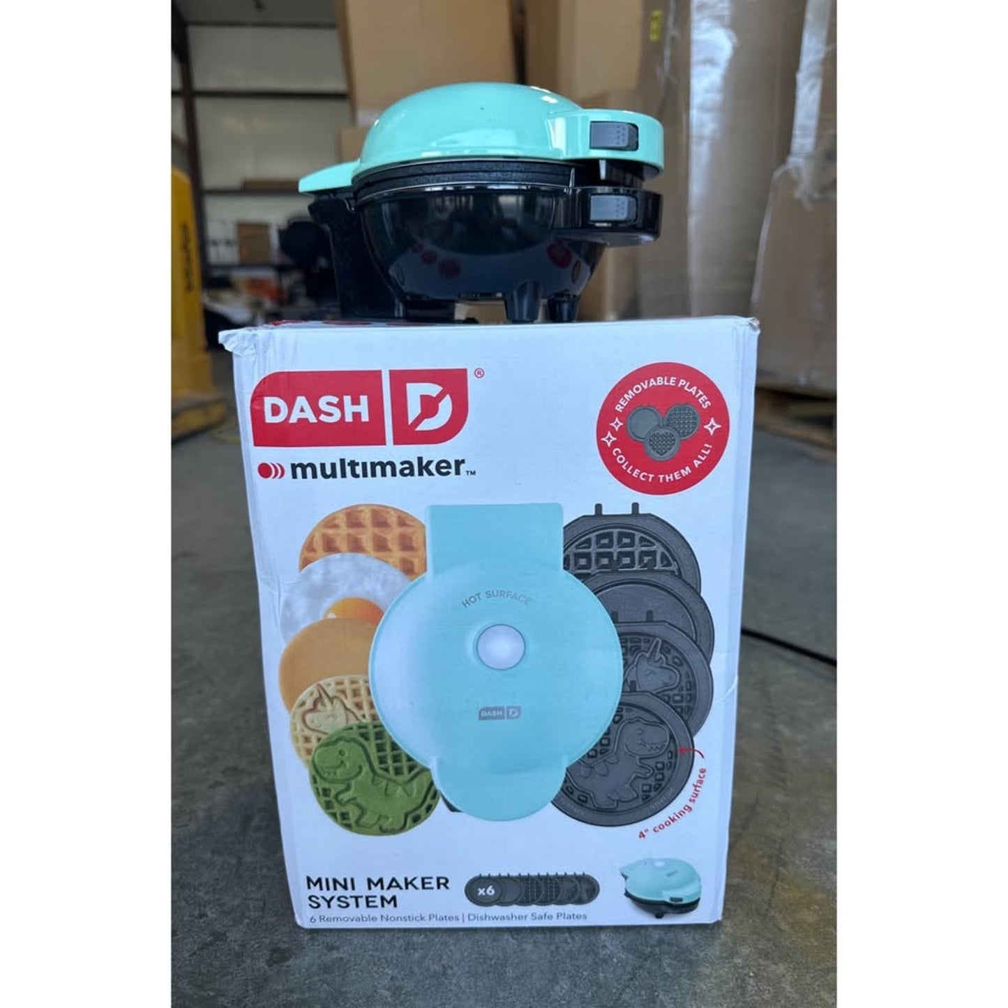 Dash Mini Maker System Waffle Iron Mint Green Nonstick Plates