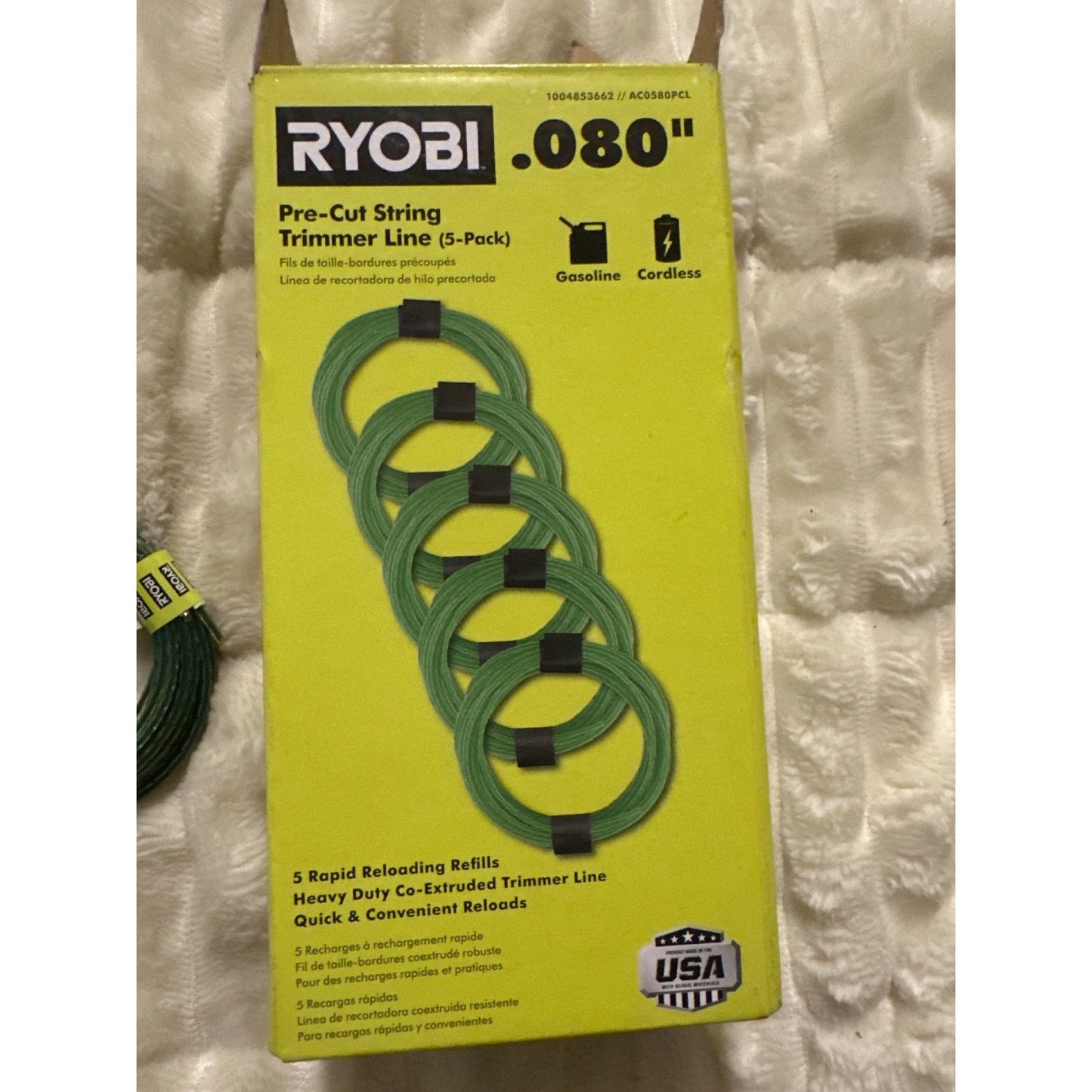 Ryobi .080" Pre-Cut String Trimmer Line (5-Pack) Gasoline & Cordless