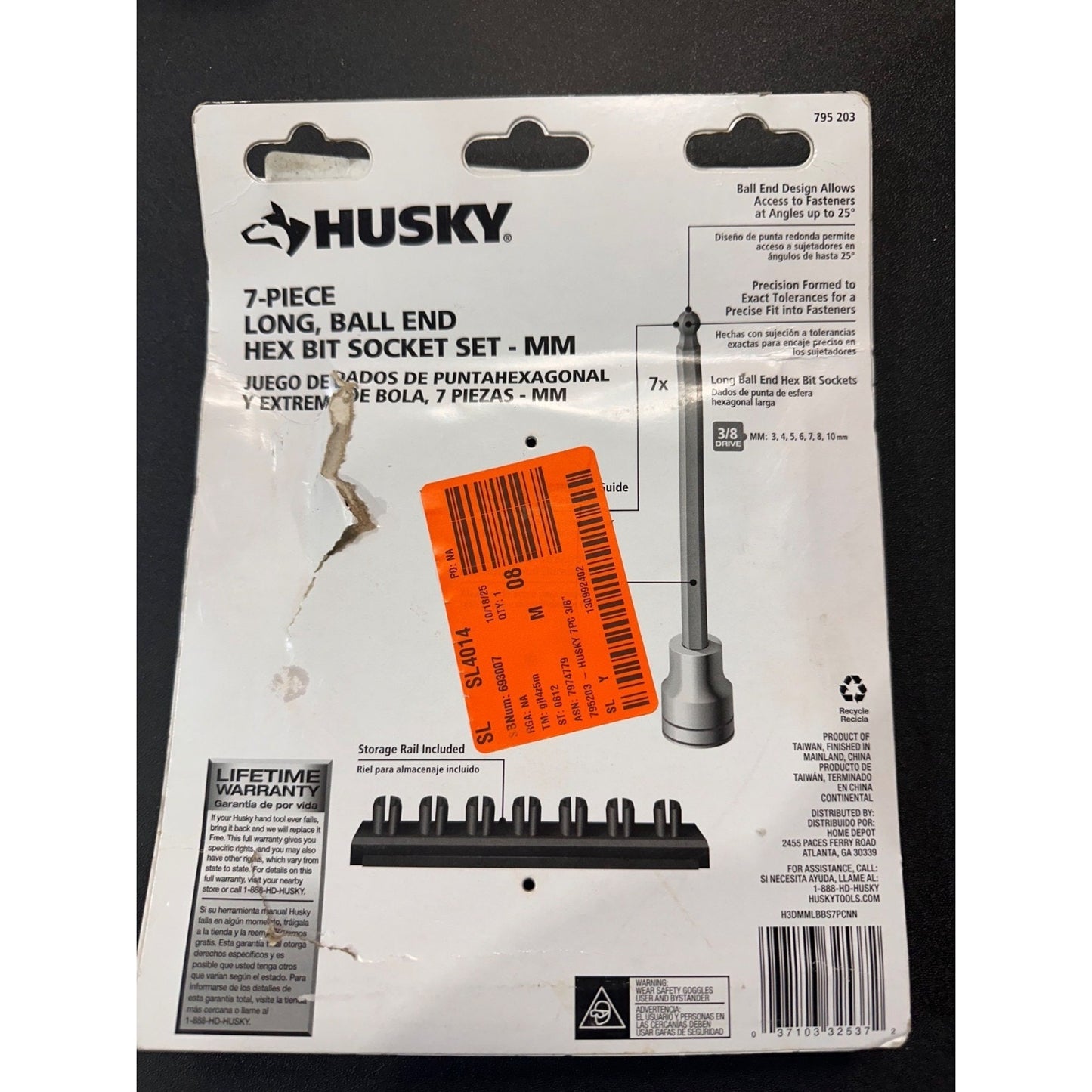 Husky 6-Piece Ball End Hex Bit Socket Set Metric 3-10mm Durable