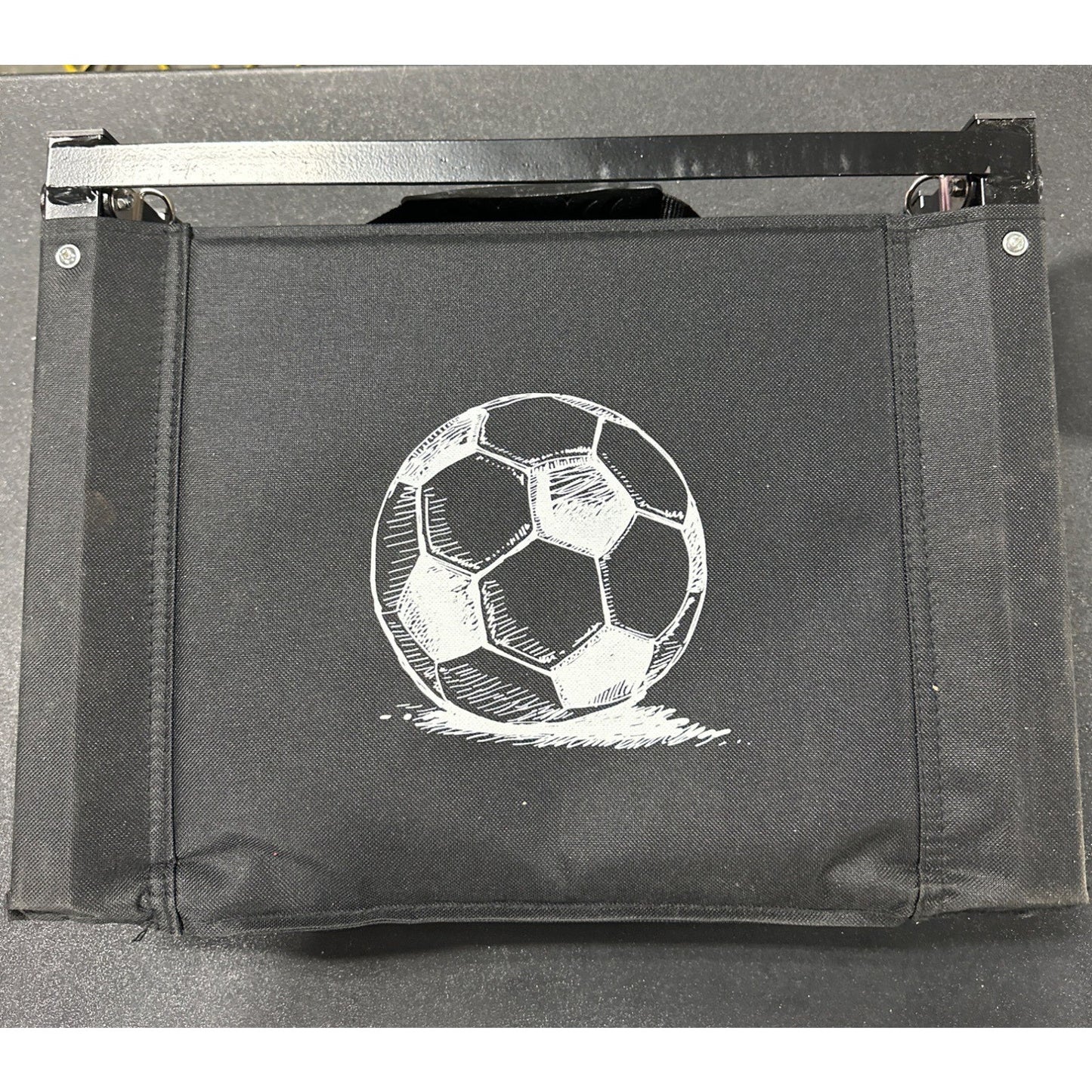 Portable Folding Stadium Seat Chair With Soccer Ball Print Black