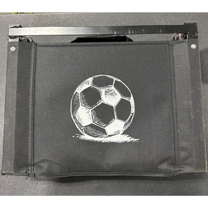 Portable Folding Stadium Seat Chair With Soccer Ball Print Black