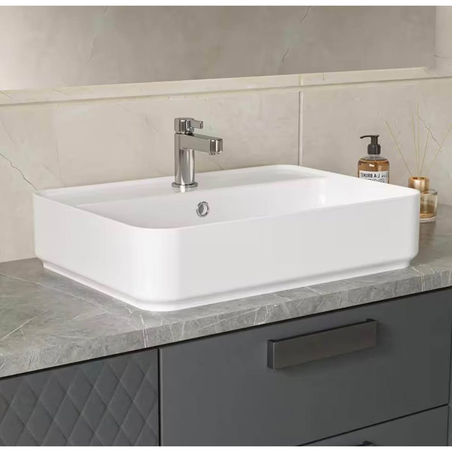 Glacier Bay 24x17 White Ceramic Rectangular Vessel Sink (LW1825) – NEW