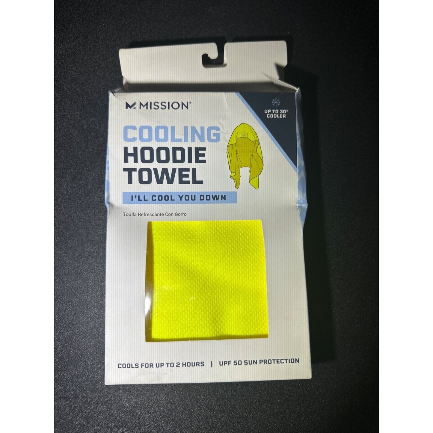 Mission Cooling Hoodie Towel Safety Yellow Odor Resistant UPF 50 Protection