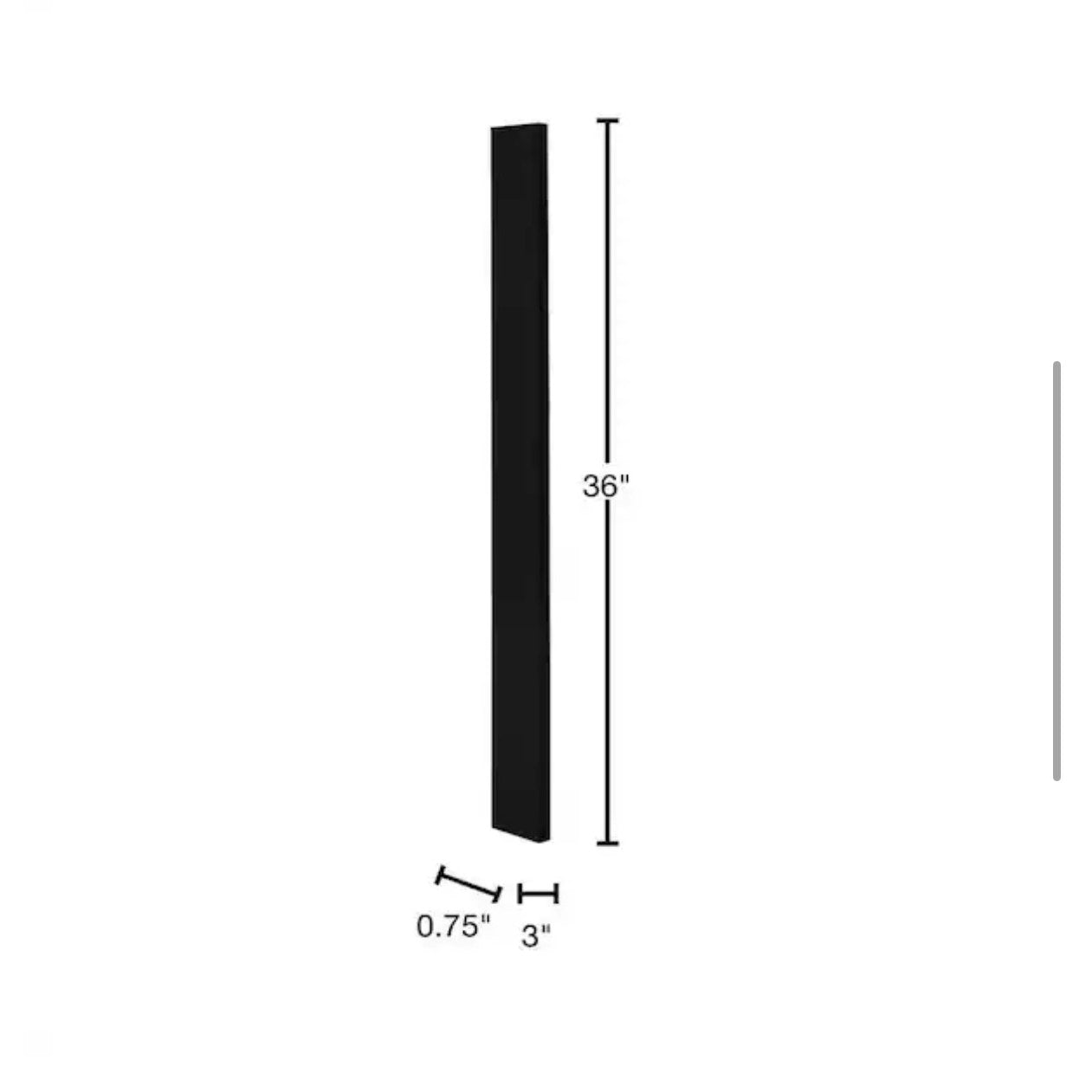Hampton Bay Avondale Leyton Raven Black Cabinet Filler 3 x 36 Kitchen Cabinet Trim New